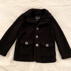 Boys Dressy Overcoat Pea Coat Preppy Fleece Black Class Club Size 4/5